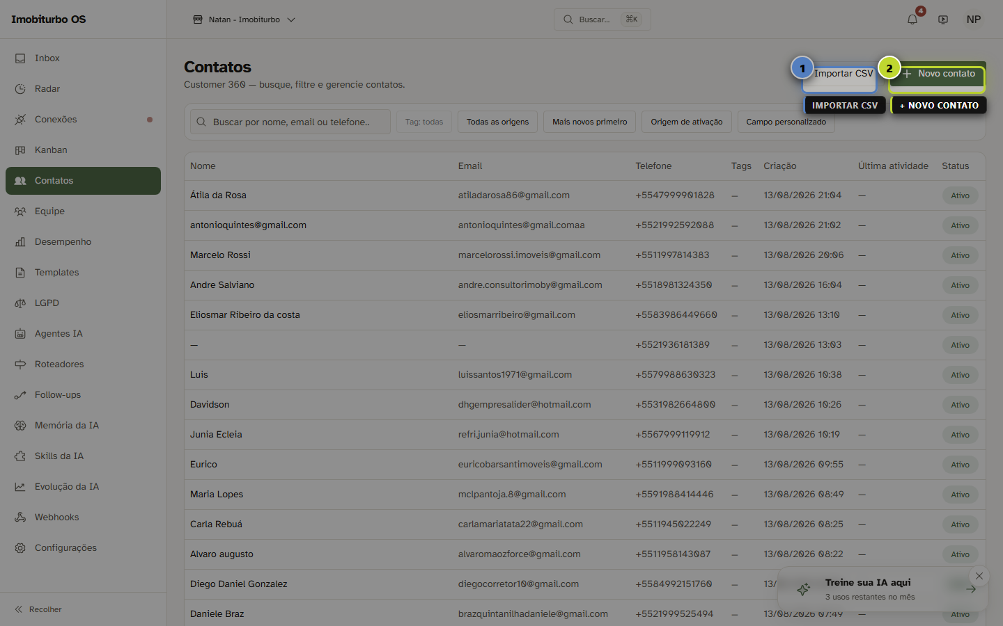 Lista de Contatos
