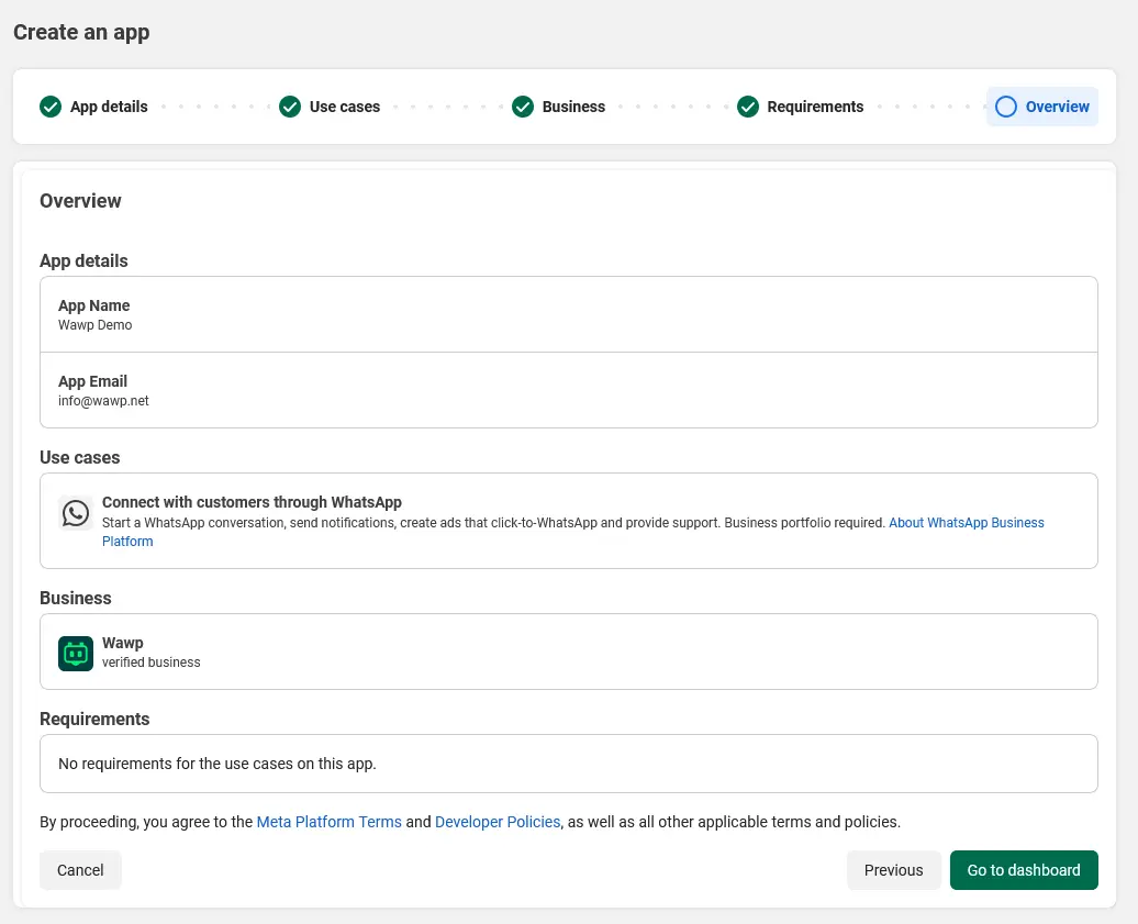 Preparação do app Meta para a API Oficial